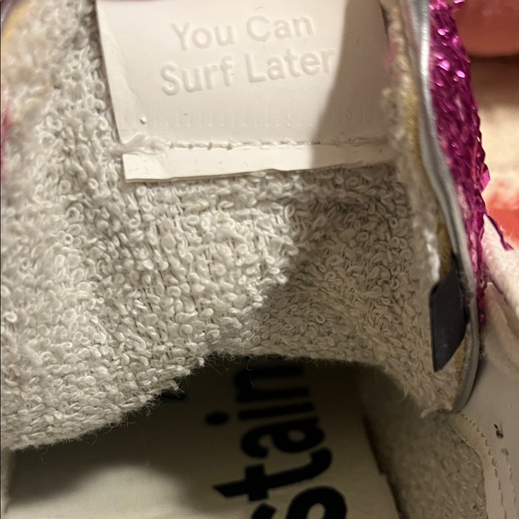 Silver and Pink Glitter High-Top Sneakers - Picture 7 of 8